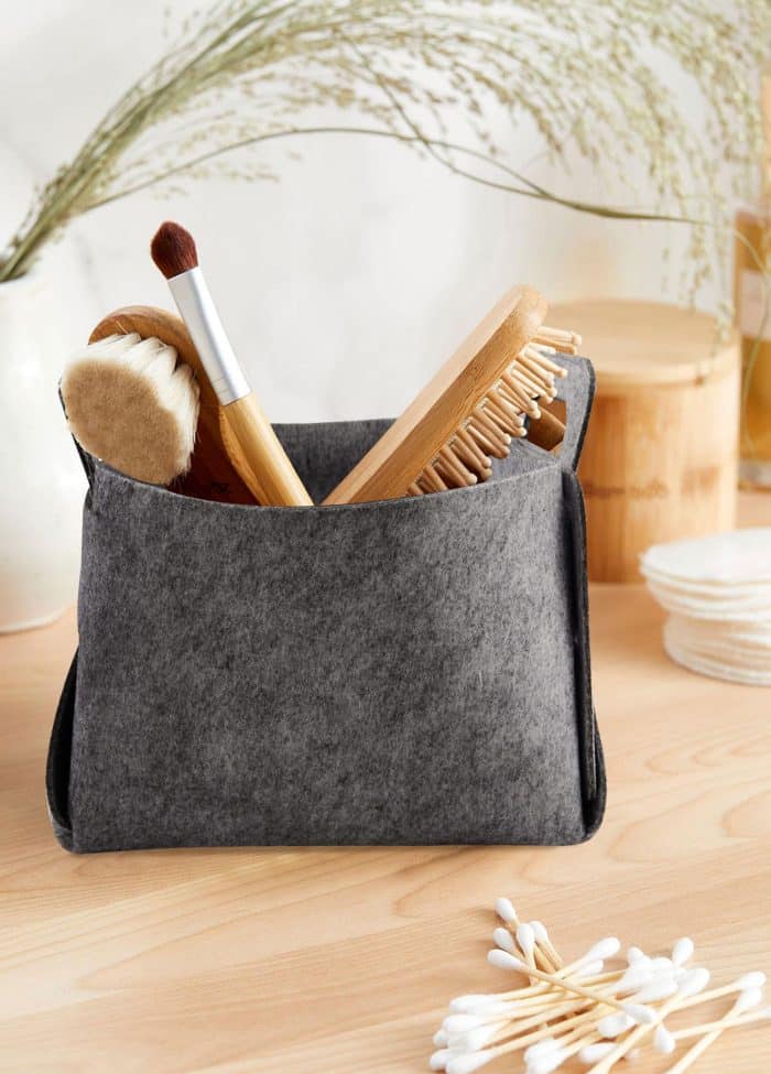 Storage Organizer, Felt Fabric, Set of 4, 28 cm, Dark Gray