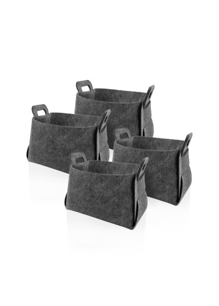 Storage Organizer, Felt Fabric, Set of 4, 31 cm, Dark Gray