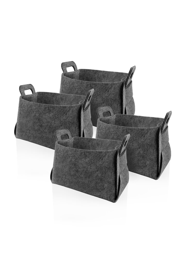 Storage Organizer, Felt Fabric, Set of 4, 34 cm, Dark Gray