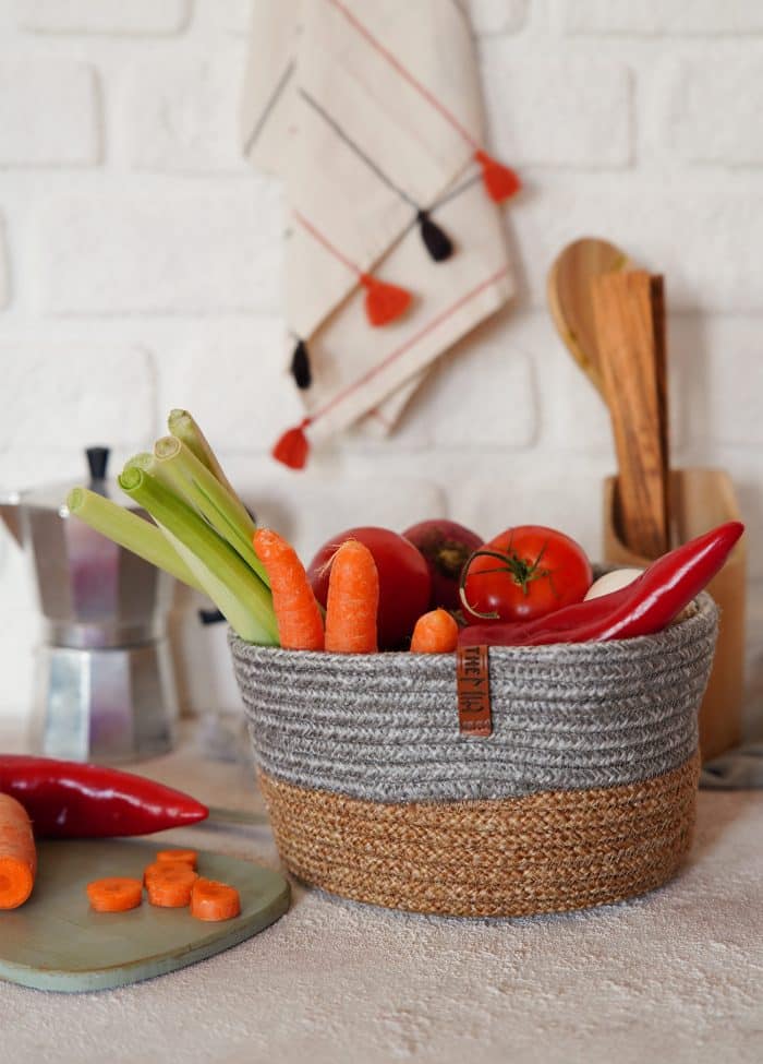 Oval Basket, Jute Fibre, 24x15x12 cm, Gray