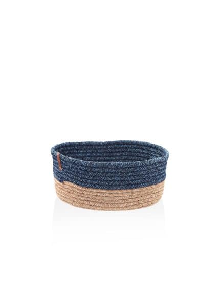 Oval Basket, Jute Fibre, 24x15x12 cm, Dark Blue