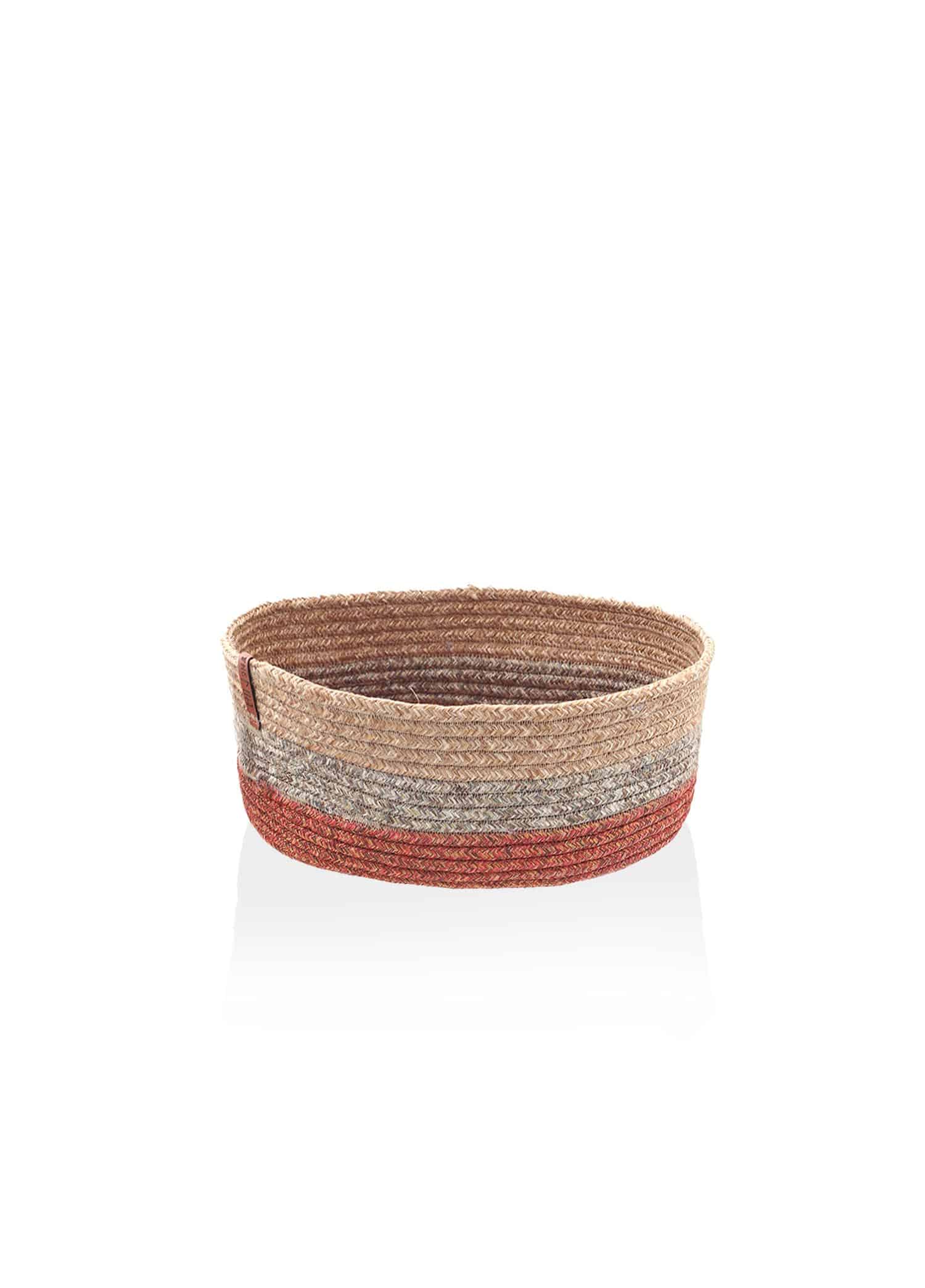 Oval Basket, Jute Fibre, 24x15x12 cm, Red