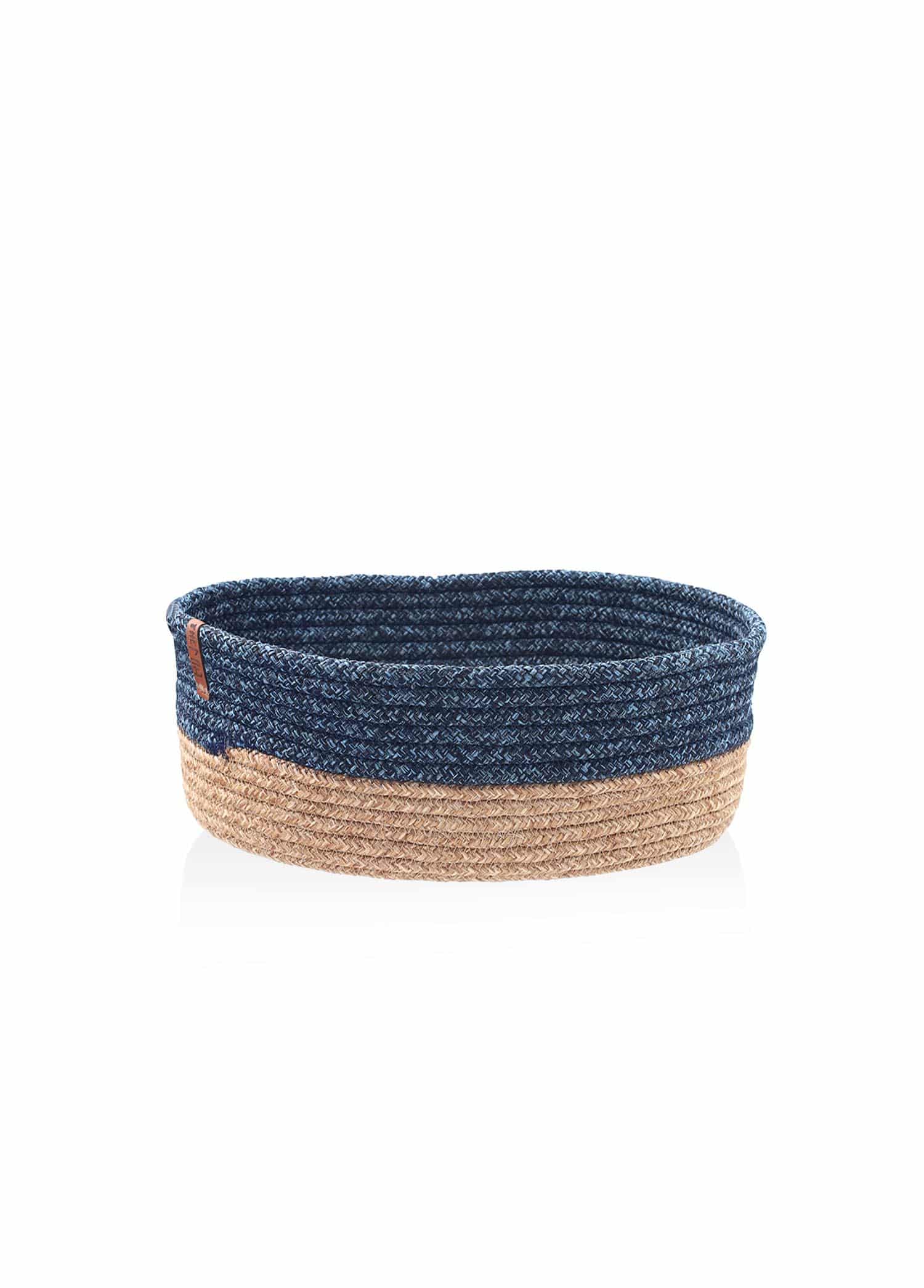 Oval Basket, Jute Fibre, 35x24x12 cm, Dark Blue