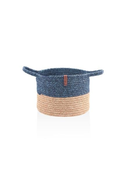 Storage Basket with Handle, Jute Fibre, 20x25x25 cm, Dark Blue