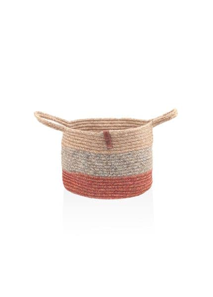 Storage Basket with Handle, Jute Fibre, 20x25x25 cm, Red