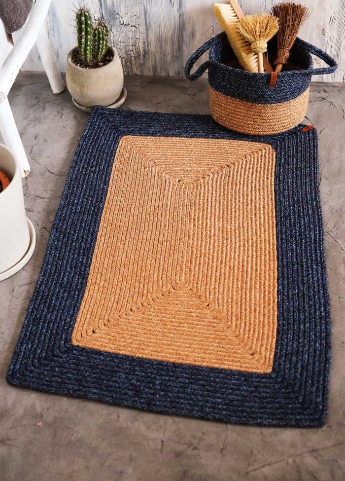 Rug, Jute Fibre, 90x60 cm, Dark Blue