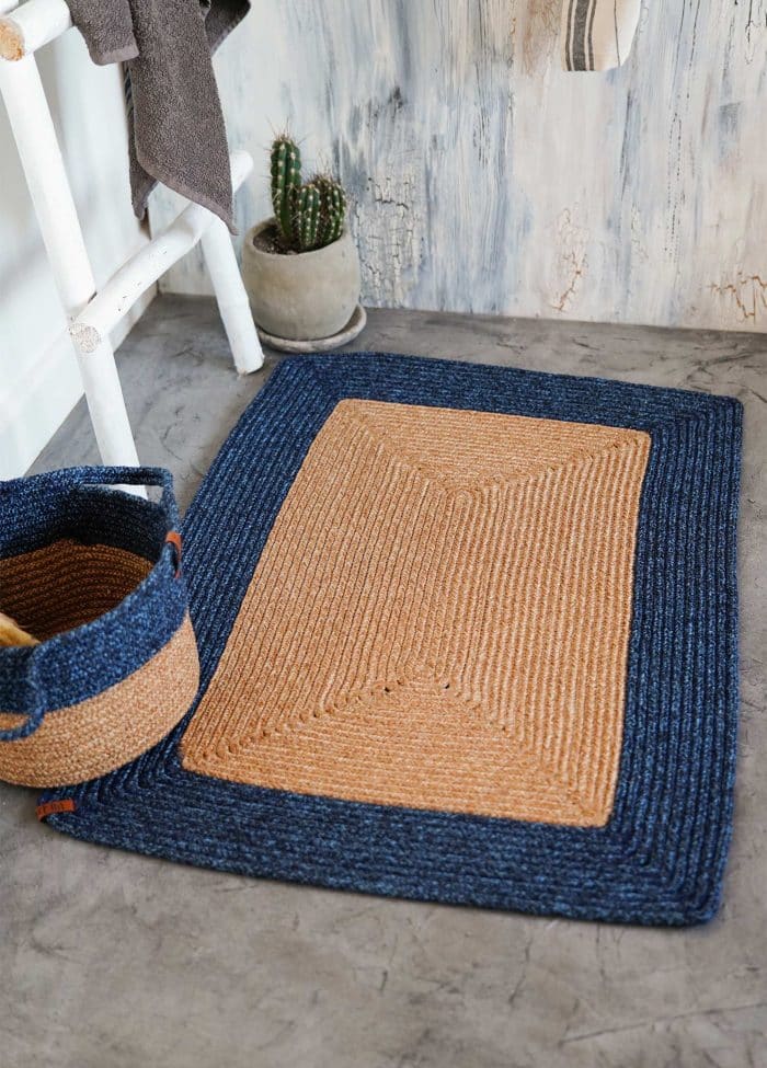 Rug, Jute Fibre, 90x60 cm, Dark Blue