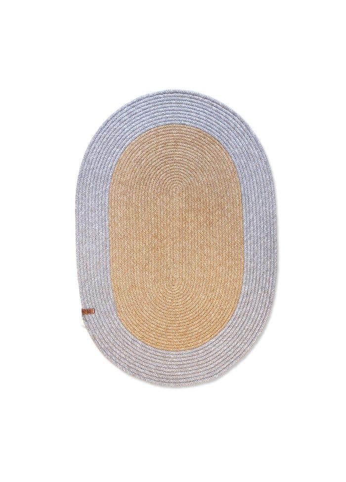 Oval Rug, Jute Fibre, 60 cm, Gray