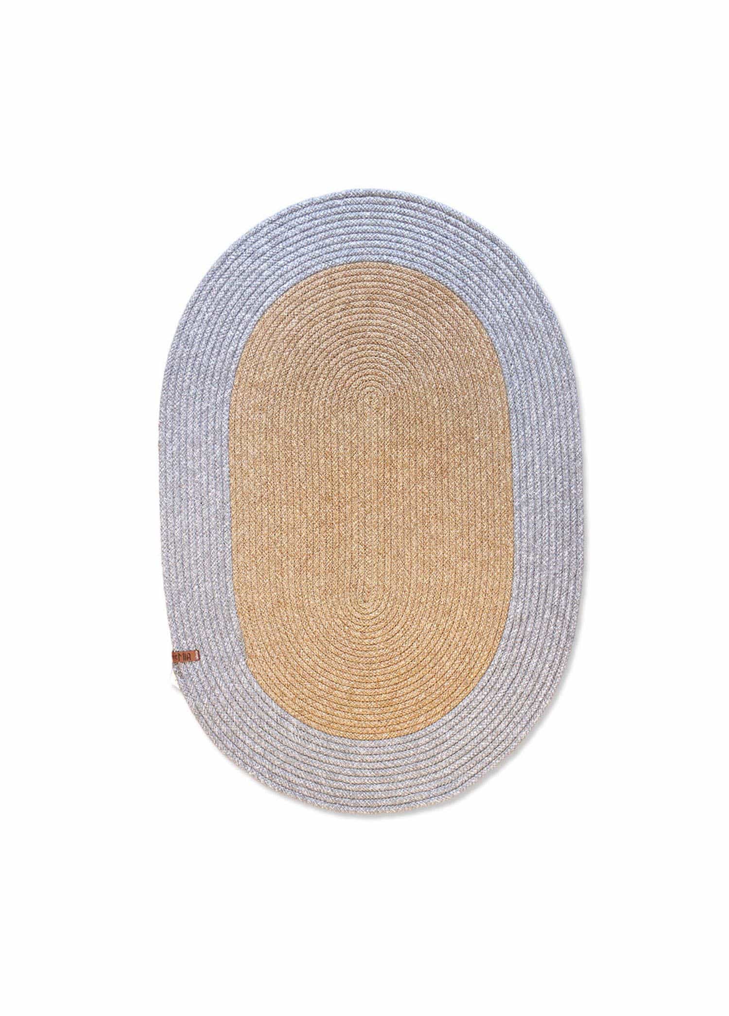 Oval Rug, Jute Fibre, 60 cm, Gray