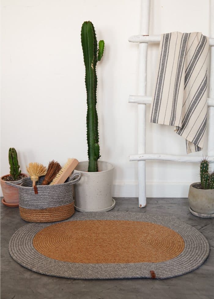 Oval Rug, Jute Fibre, 60 cm, Gray