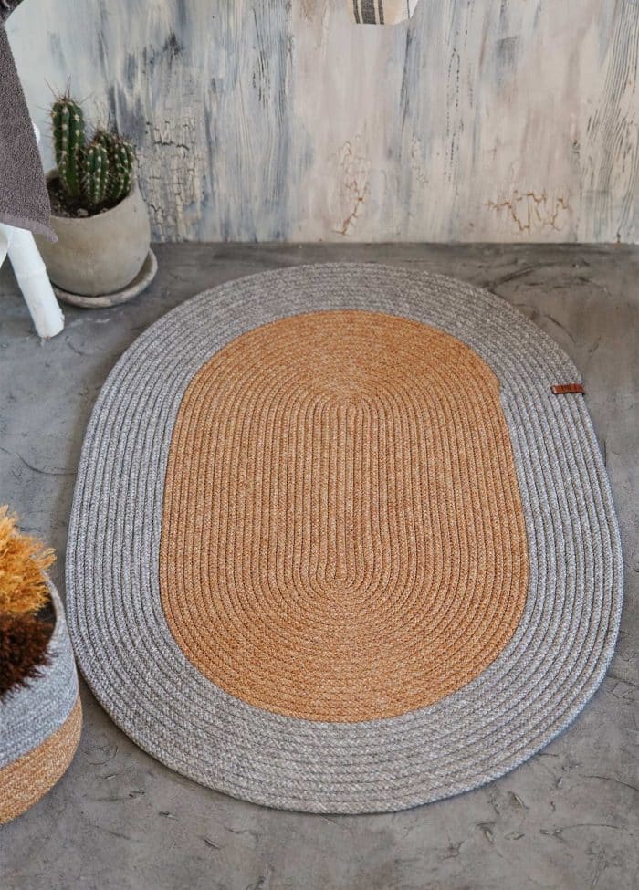 Oval Rug, Jute Fibre, 60 cm, Gray