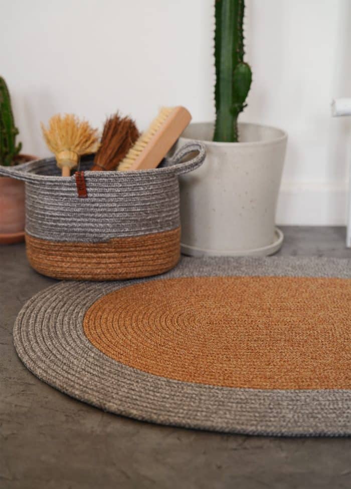 Oval Rug, Jute Fibre, 60 cm, Gray