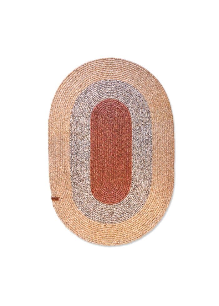 Oval Rug, Jute Fibre, 60 cm, Red