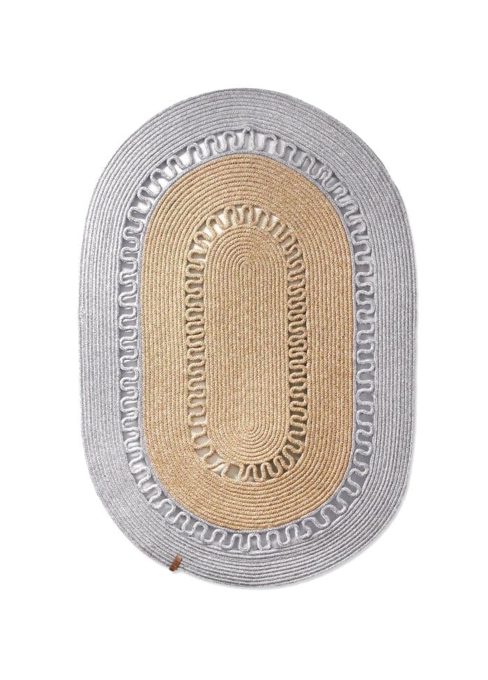 Oval Rug, Jute Fibre, 80 cm, Gray