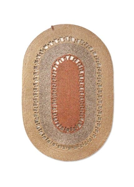 Oval Rug, Jute Fibre, 80 cm, Red