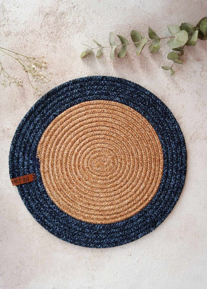 Place mat, Jute Fibre, Set of 4, Dark Blue