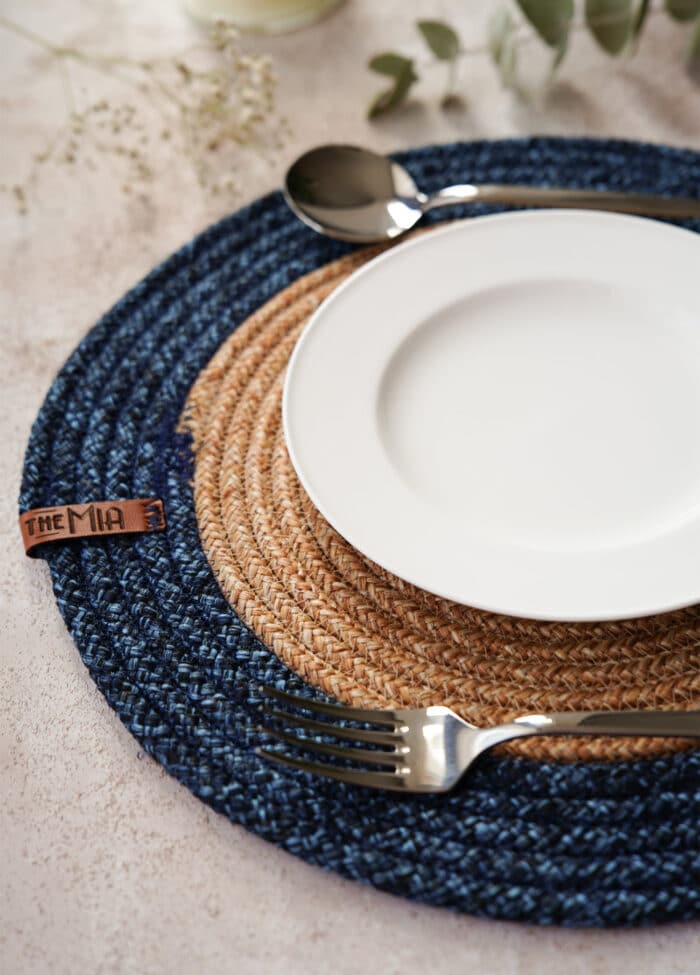 Place mat, Jute Fibre, Set of 4, Dark Blue