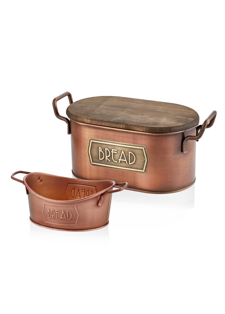 Bread Serving Set of 2, Galvanized Steel, Copper