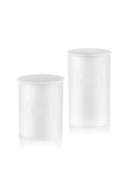 Utensil Holder Set of 2, Galvanized Steel, White