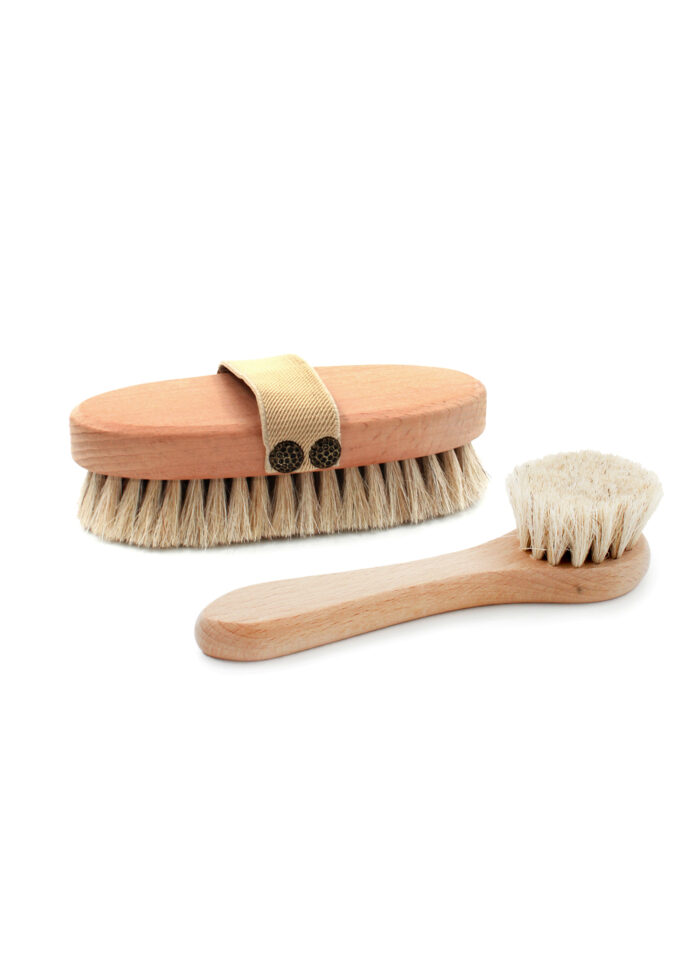 Skin Brush Set of 2, Goat Hair, 100% Natural