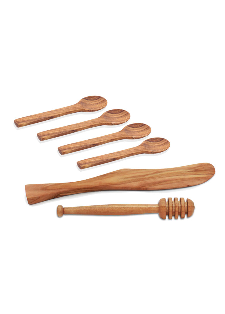 Serving Utensils Set of 6, Olive Wood