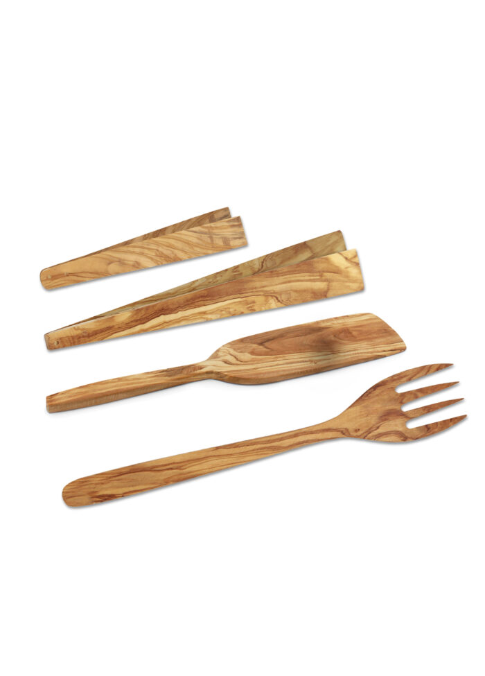 Serving Utensils Set of 4, Olive Wood