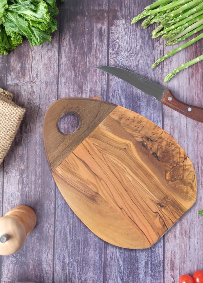 Serving Board,Olive Wood, Walnut Handle